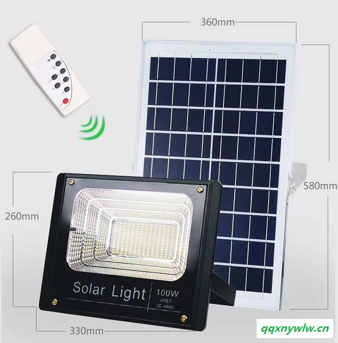 100W新品太阳能灯投光灯户外超亮草坪泛光灯led家用太阳能庭院灯 太阳能泛光灯