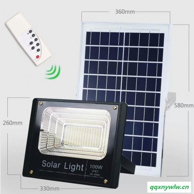 100W新品太阳能灯投光灯户外超亮草坪泛光灯led家用太阳能庭院灯 太阳能泛光灯
