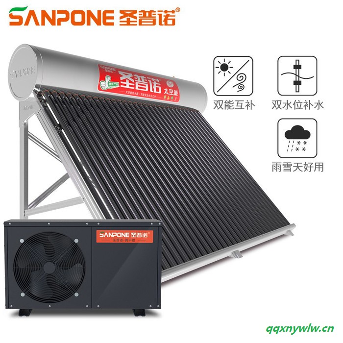 圣普诺（SANPONE）太空能热水器 太阳能/空气能一体省电加热 水循环空气能家用/商用热泵含包送货 1.5P/4-6人图2