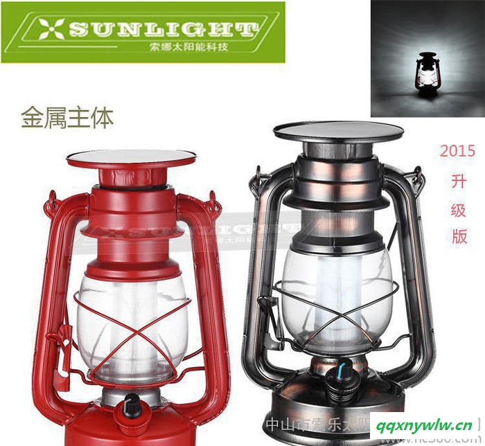 出口红古铜太阳能灯12LED超亮灯台灯手提马灯露营灯应急灯图2
