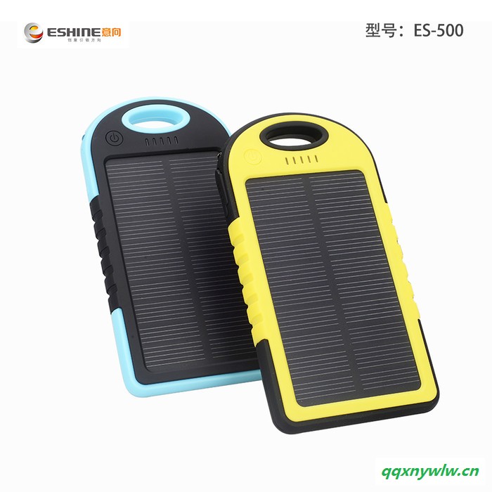 ES500太阳能充电宝｜户外小三防水带灯太阳能移动电源定制｜超薄便携5000mah