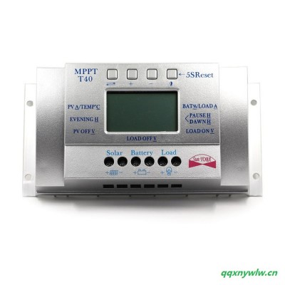 Sun YOBA PWM太阳能控制器 40A 12V/24V LCD USB5V 双时控 参数可调 MPPT T40