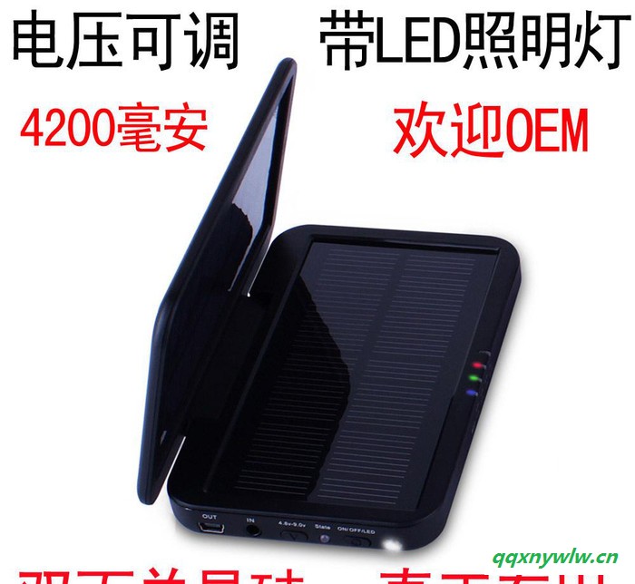 金属4200mAh太阳能移动电源 路由器/猫/手机太阳能充电器 充电宝图2