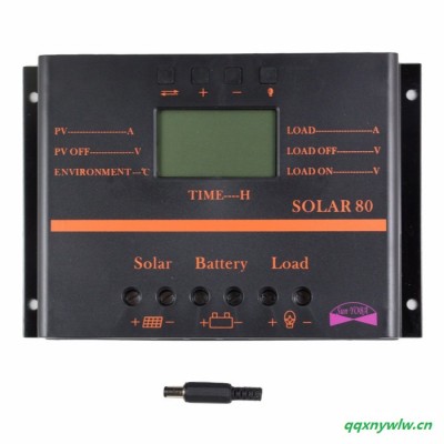 Sun YOBA PWM太阳能控制器 80A 12V/24V LCD显示 USB5V 插口 光时控 SOLAR80