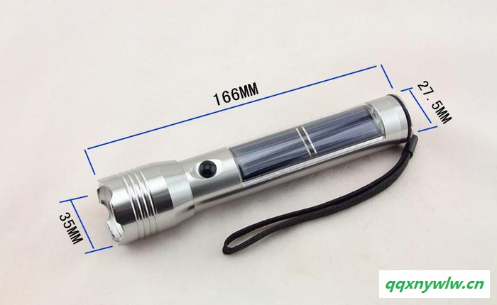 直销YT02铝合金led强光大功率太阳能充电手电筒 防身迷你图3