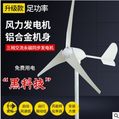 厂家供应水平轴小型风力发电机800W12v、24v风光互补路灯监控家用图2