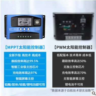 家用太阳能控制器全自动mppt12v24v通用光伏电池板发电板充电模块图3