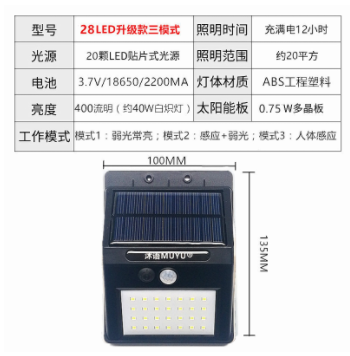 沐语太阳能led灯太阳能灯 户外 庭院灯 新农村景观太阳能壁灯 led图2